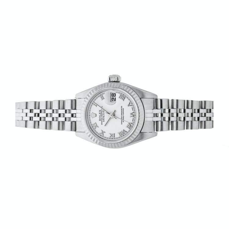 Pre Owned Rolex White 18k White Gold And Stainless Steel Datejust 79174 Women's Wristwatch 26 MM