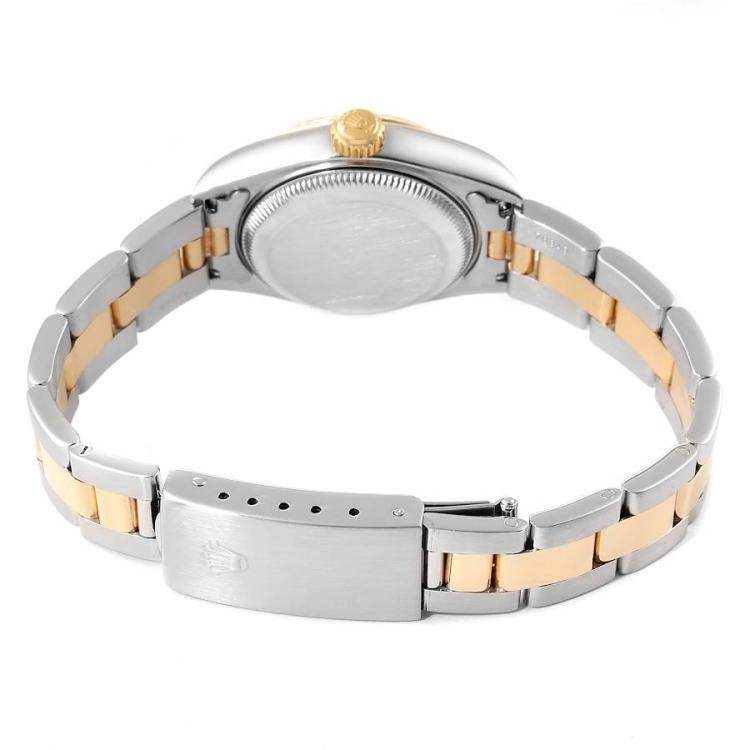 Pre Owned Rolex White 18K Yellow Gold And Stainless Steel Datejust 79173 Women's Wristwatch 26 MM