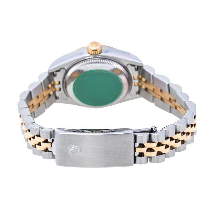 مملوكة مسبقًا Rolex Champagne 18K Yellow Gold & Stainless Steel Diamonds Datejust 69173 Automatic Women's Wristwatch 26 mm	