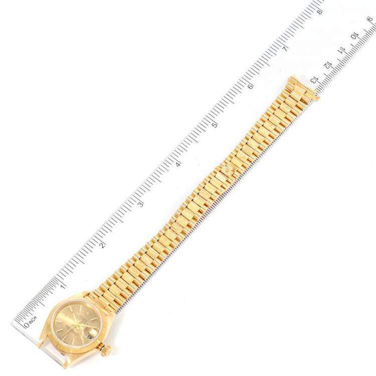 Pre Owned Rolex Champagne 18K Yellow Gold President Datejust 69278 Women's Wristwatch 26 MM
