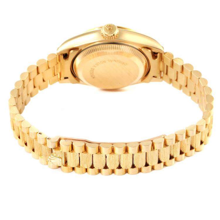 Pre Owned Rolex Champagne 18K Yellow Gold President Datejust 69278 Women's Wristwatch 26 MM