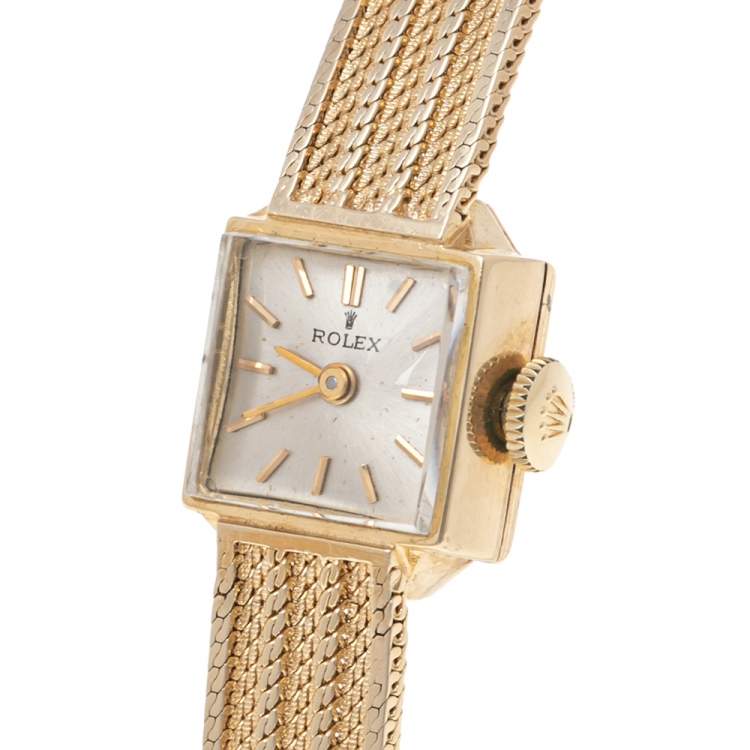Pre Owned Rolex Champagne 14K Gold Vintage Women's Wristwatch 13 mm