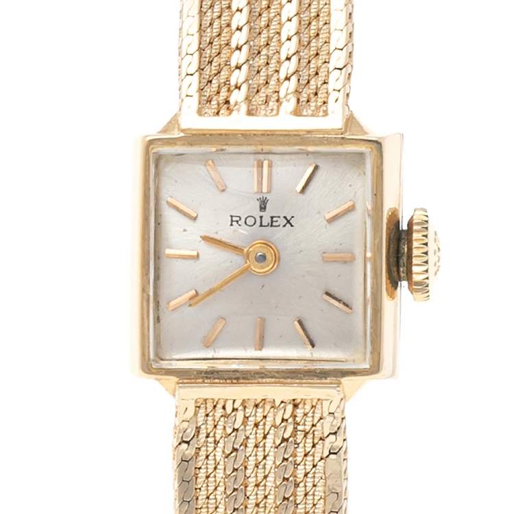 Pre Owned Rolex Champagne 14K Gold Vintage Women's Wristwatch 13 mm