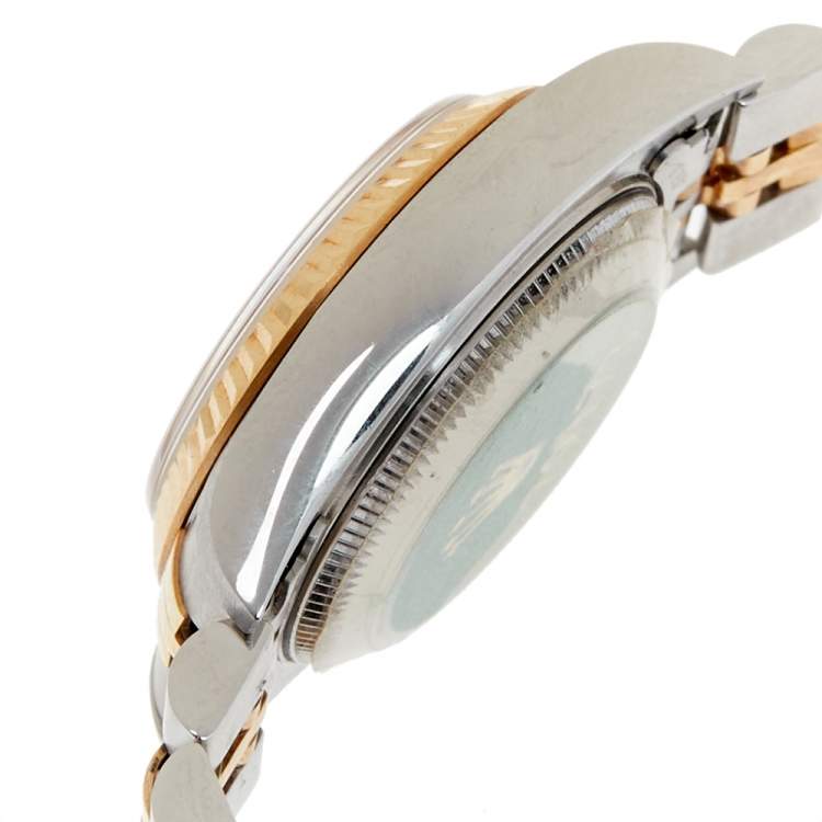 Pre Owned Rolex Champagne 18K Yellow Gold and Stainless Steel Diamonds Datejust 79173 Women's Wristwatch 26 mm