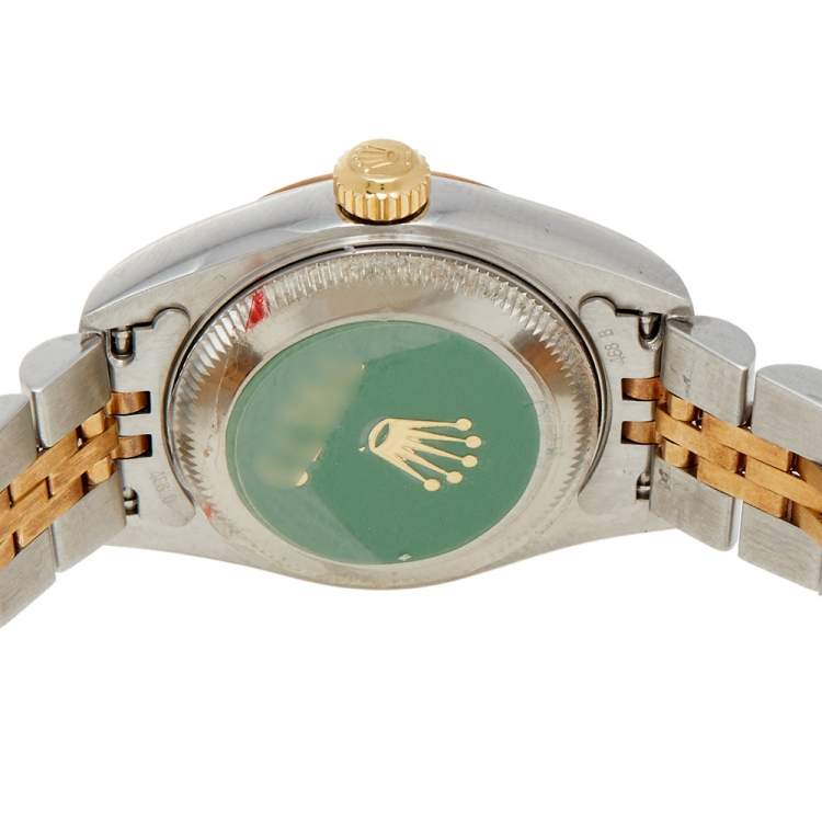 Pre Owned Rolex Champagne 18K Yellow Gold and Stainless Steel Diamonds Datejust 79173 Women's Wristwatch 26 mm
