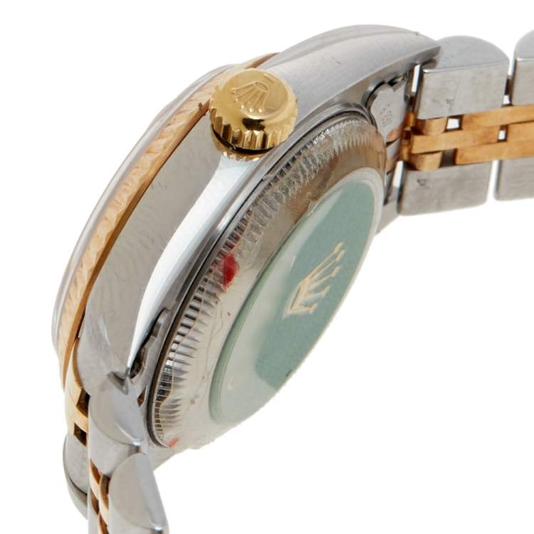 Pre Owned Rolex Champagne 18K Yellow Gold and Stainless Steel Diamonds Datejust 79173 Women's Wristwatch 26 mm