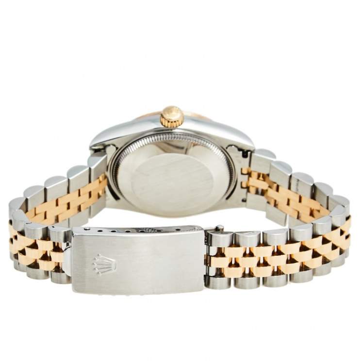 Pre Owned Rolex Champagne Diamonds 18K Yellow Gold And Stainless Steel Datejust 68273 Women's Wristwatch 30 MM
