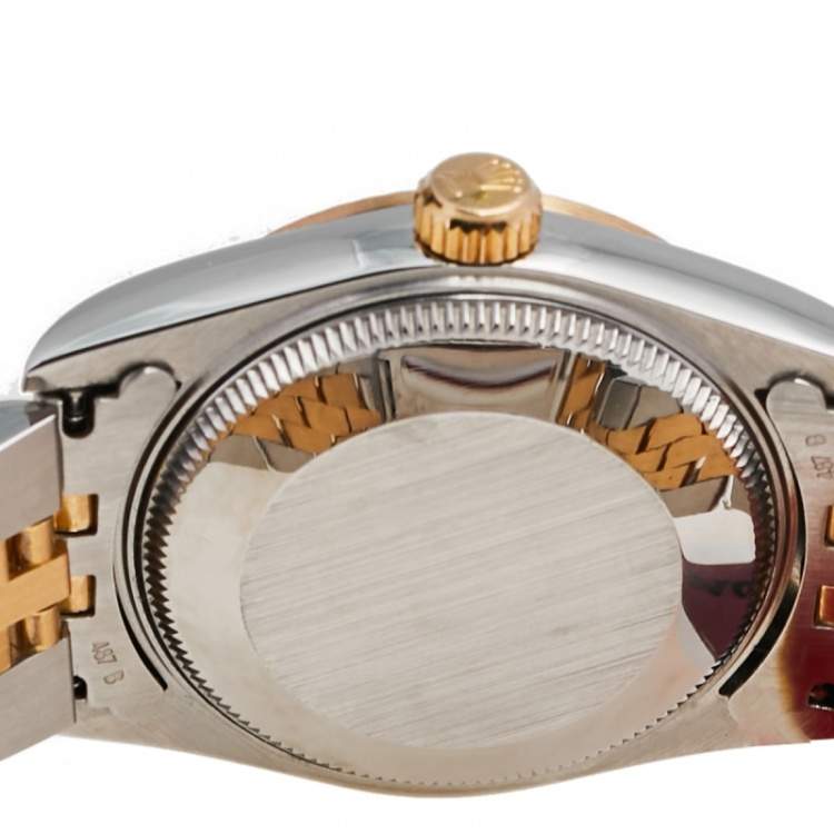 Pre Owned Rolex Champagne Diamonds 18K Yellow Gold And Stainless Steel Datejust 68273 Women's Wristwatch 30 MM