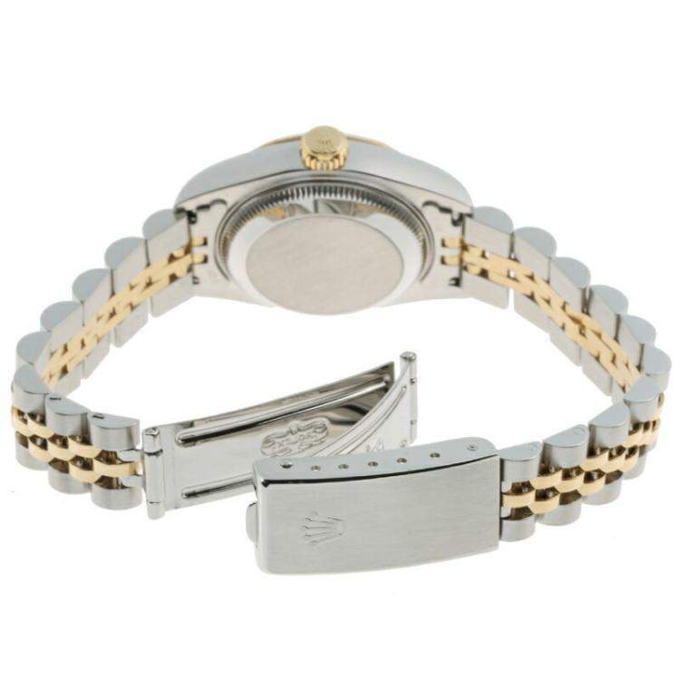 Pre Owned Rolex Champagne 18K Yellow Gold And Stainless Steel Datejust 69173 (1994) Women's Wristwatch 26 MM