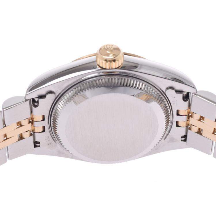 Pre Owned Rolex Champagne 18K Yellow Gold And Stainless Steel Datejust 69173 Automatic Women's Wristwatch 26 MM