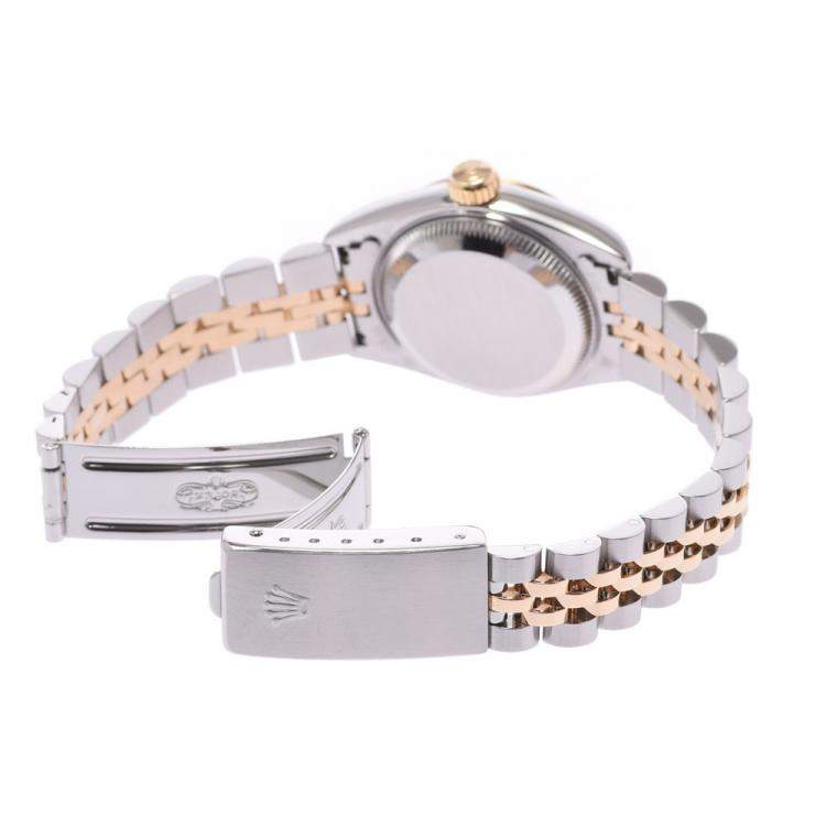 Pre Owned Rolex Champagne 18K Yellow Gold And Stainless Steel Datejust 69173 Automatic Women's Wristwatch 26 MM