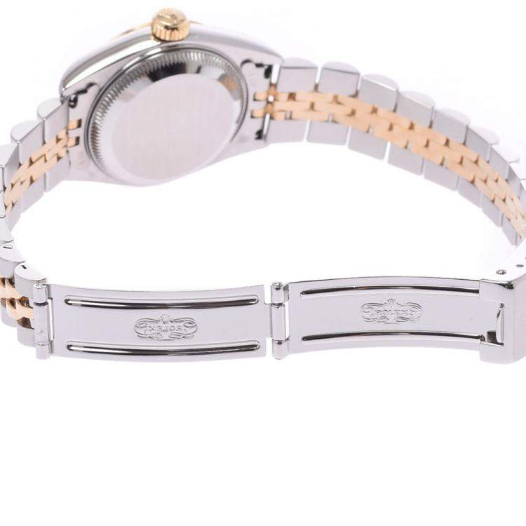 Pre Owned Rolex Champagne 18K Yellow Gold And Stainless Steel Datejust 69173 Automatic Women's Wristwatch 26 MM
