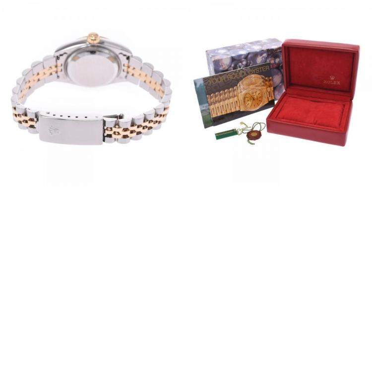 Pre Owned Rolex Champagne 18K Yellow Gold And Stainless Steel Datejust 69173 Automatic Women's Wristwatch 26 MM