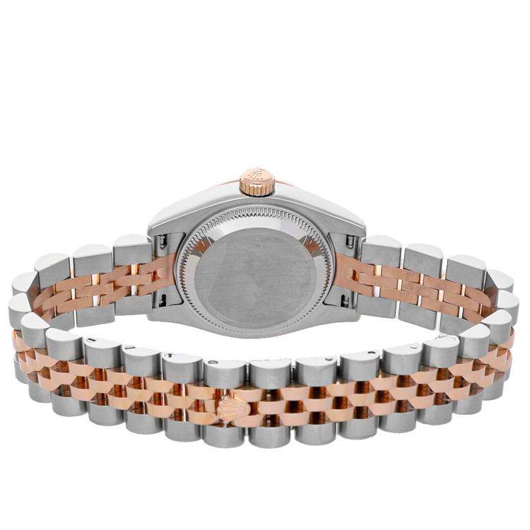 Pre Owned Rolex Salmon Diamonds 18K Rose Gold And Stainless Steel Datejust 179171 Women's Wristwatch 26 MM