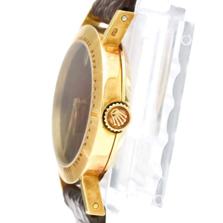 Pre Owned Rolex Red 18K Yellow Gold Cellini Gradation 4081 Women's Wristwatch 25 MM