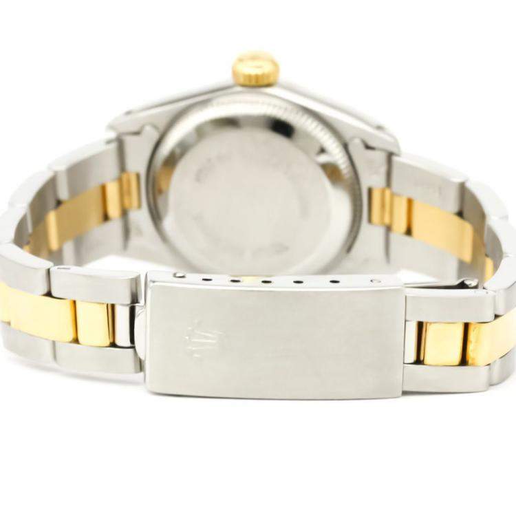 Pre Owned Rolex Champagne 18K Yellow Gold And Stainless Steel Oyster Perpetual 67193 Automatic Women's Wristwatch 24 MM