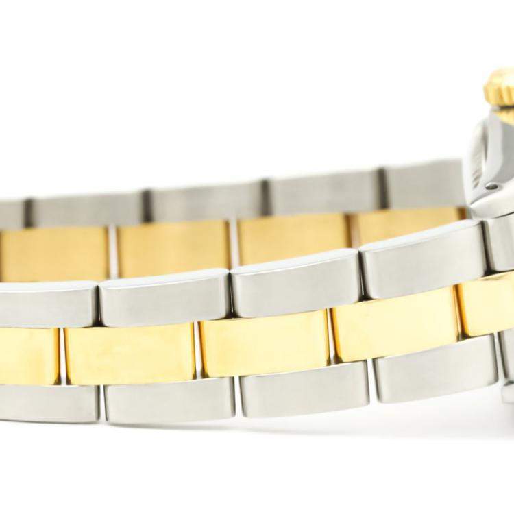 Pre Owned Rolex Champagne 18K Yellow Gold And Stainless Steel Oyster Perpetual 67193 Automatic Women's Wristwatch 24 MM
