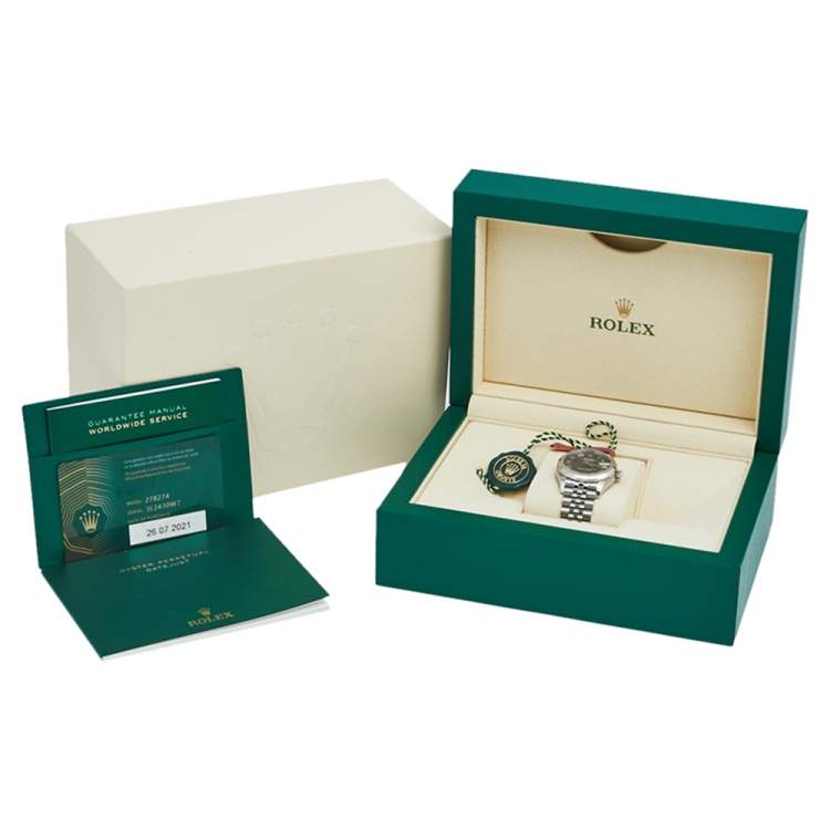 مملوكة مسبقًا Rolex Blue 18k White Gold And Stainless Steel Datejust 278274 Women's Wristwatch 31 MM