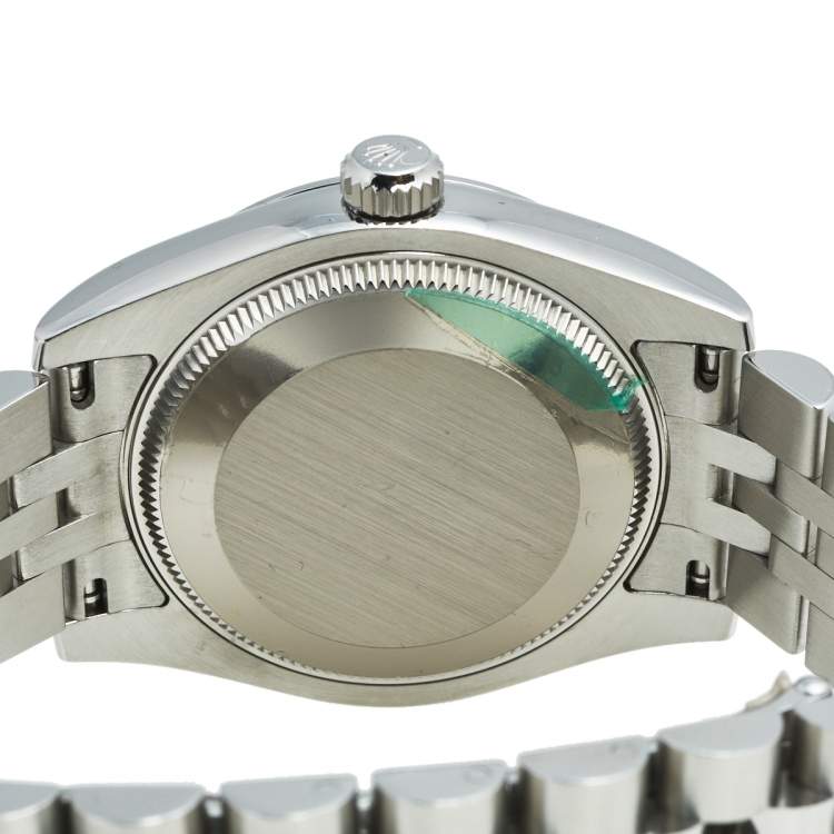 Pre Owned Rolex Rhodium Floral Stainless Steel Datejust 178240 Women's Wristwatch 31 mm