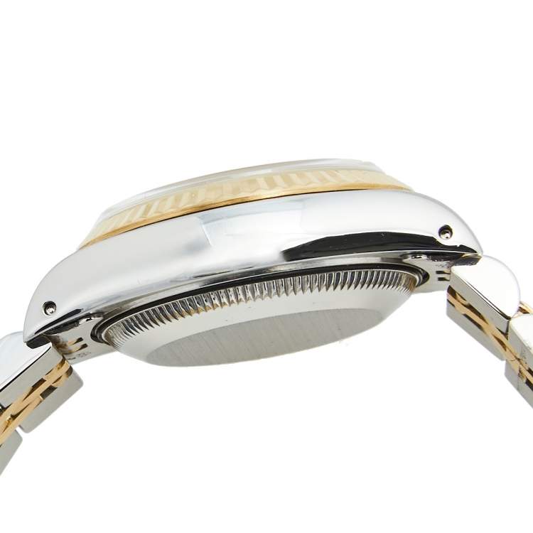 Pre Owned Rolex Champagne 18K Yellow Gold And Stainless Steel Datejust 69173 Women's Wristwatch 26 MM