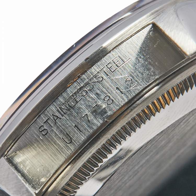 Pre Owned Rolex Salmon Stainless Steel Air King 14000 Unisex Wristwatch 34 MM