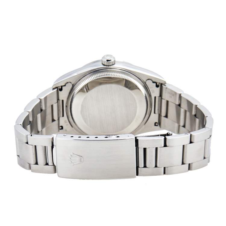 Pre Owned Rolex Salmon Stainless Steel Air King 14000 Unisex Wristwatch 34 MM