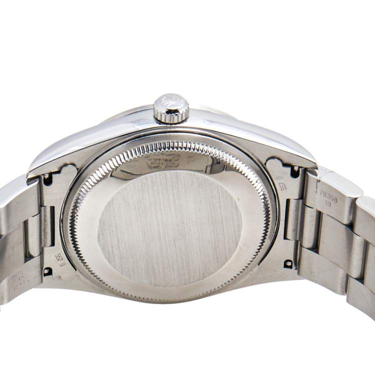 Pre Owned Rolex Salmon Stainless Steel Air King 14000 Unisex Wristwatch 34 MM