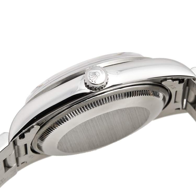 Pre Owned Rolex Salmon Stainless Steel Air King 14000 Unisex Wristwatch 34 MM