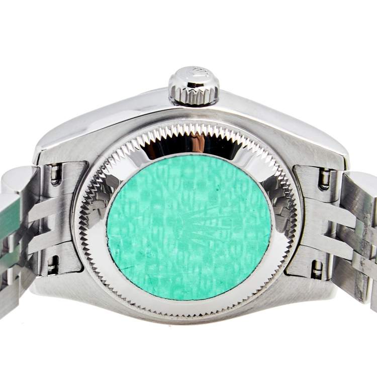 Pre Owned Rolex MOP Diamonds 18K White Gold Stainless Steel Datejust 179174 Women's Wristwatch 26 MM