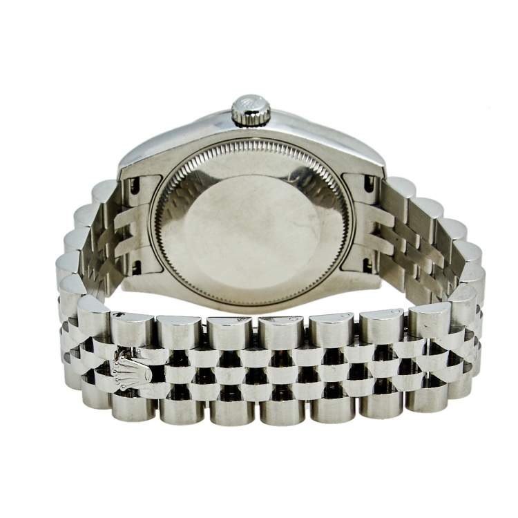 Pre Owned Rolex Brown Diamond 18k White Gold Stainless Steel Datejust 178274 Women's Wristwatch 31 mm