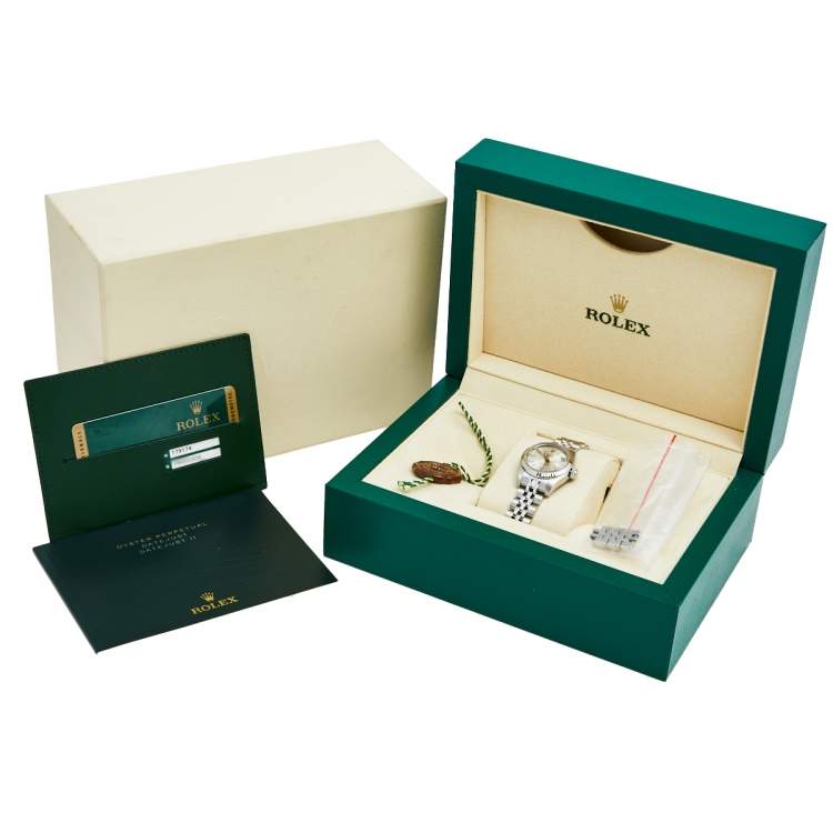 Pre Owned Rolex Silver 18K White Gold Stainless Steel Datejust 179174 Women's Wristwatch 26 MM