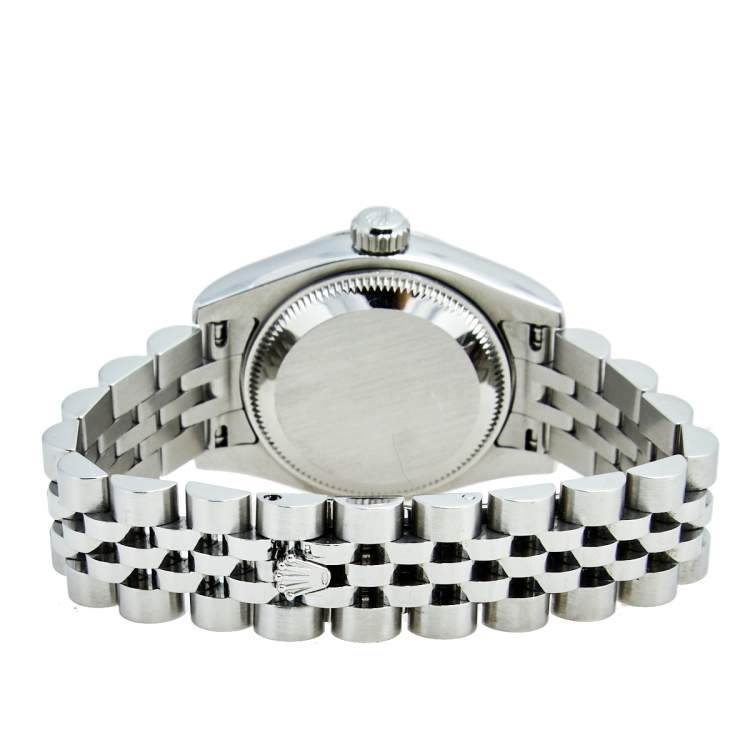 Pre Owned Rolex Silver 18K White Gold Stainless Steel Datejust 179174 Women's Wristwatch 26 MM