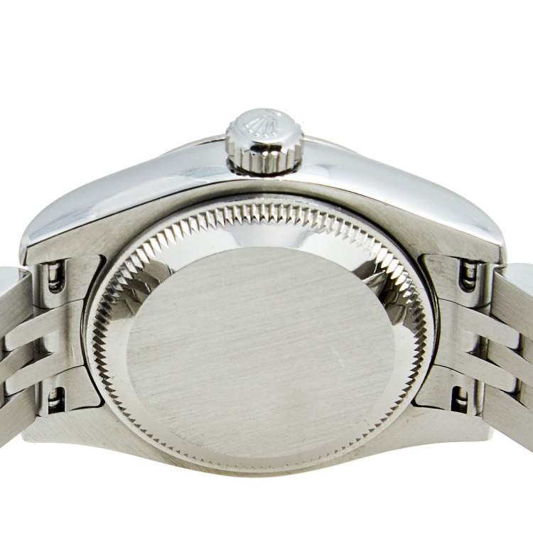 Pre Owned Rolex Silver 18K White Gold Stainless Steel Datejust 179174 Women's Wristwatch 26 MM