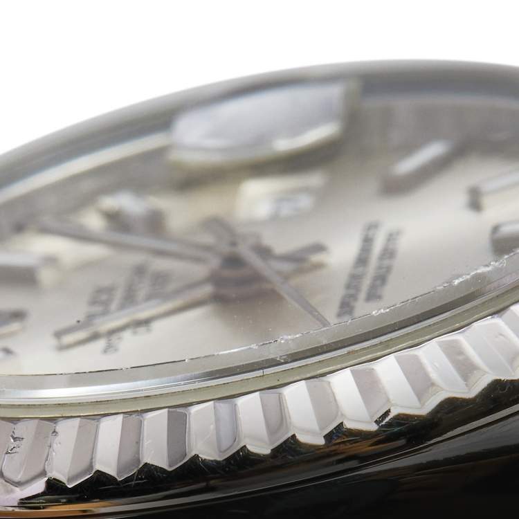 Pre Owned Rolex Silver 18K White Gold Stainless Steel Datejust 179174 Women's Wristwatch 26 MM