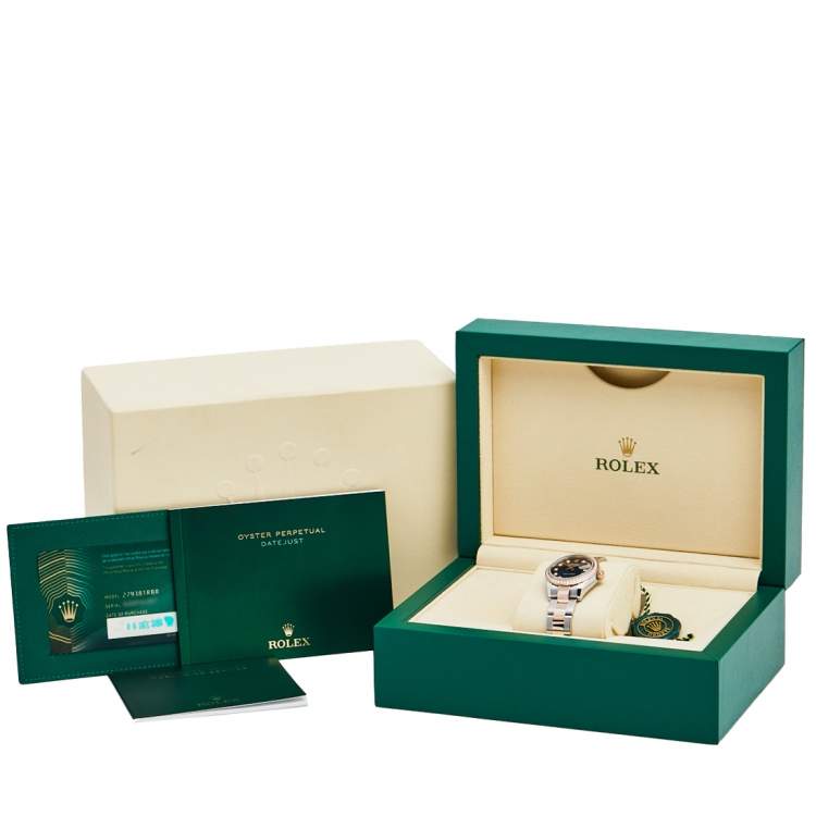Pre Owned Rolex Aubergine 18K Everose Gold Stainless Steel Diamond Datejust 279381RBR-0015 Women's Wristwatch 28 mm