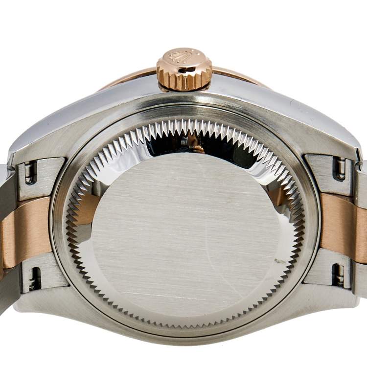 Pre Owned Rolex Aubergine 18K Everose Gold Stainless Steel Diamond Datejust 279381RBR-0015 Women's Wristwatch 28 mm