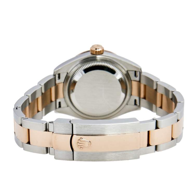 Pre Owned Rolex Aubergine 18K Everose Gold Stainless Steel Diamond Datejust 279381RBR-0015 Women's Wristwatch 28 mm