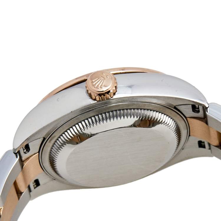 Pre Owned Rolex Aubergine 18K Everose Gold Stainless Steel Diamond Datejust 279381RBR-0015 Women's Wristwatch 28 mm