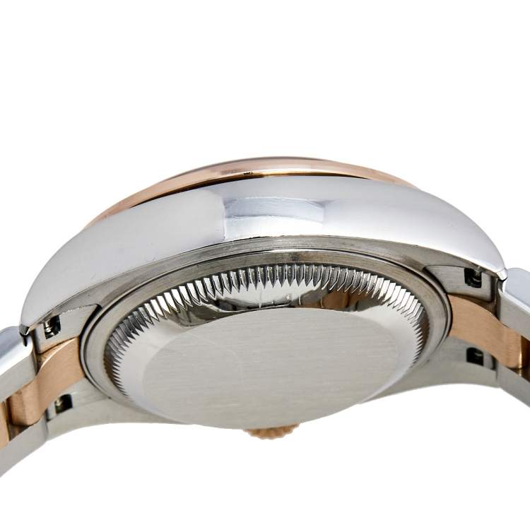 Pre Owned Rolex Aubergine 18K Everose Gold Stainless Steel Diamond Datejust 279381RBR-0015 Women's Wristwatch 28 mm
