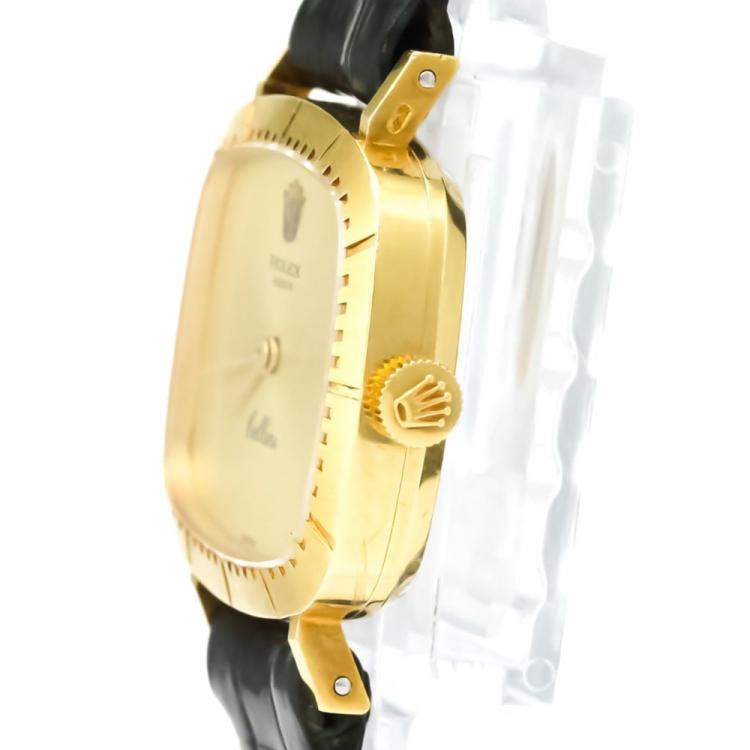Pre Owned Rolex Champagne 18K Yellow Gold Cellini 4082 Women's Wristwatch 24 MM
