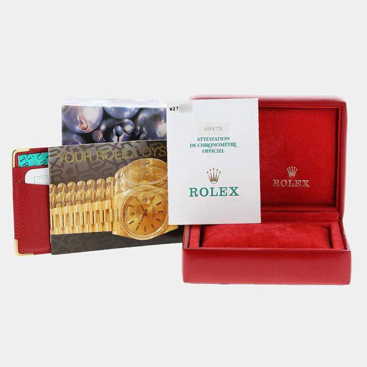 Pre Owned Rolex Blue Diamonds 18K Yellow Gold And Stainless Steel Datejust 69173 Women's Wristwatch 26 MM