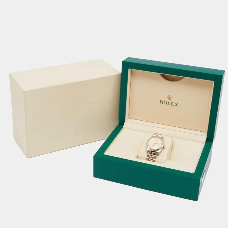 Pre Owned Rolex Champagne Jubilee 18K Yellow Gold Stainless Steel Datejust 78273 Women's Wristwatch 31 MM