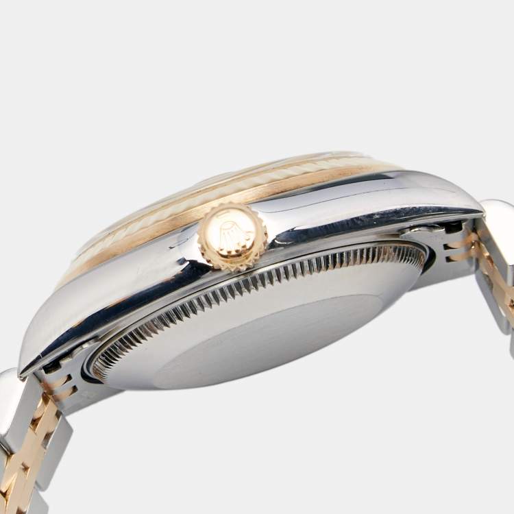 Pre Owned Rolex Champagne Jubilee 18K Yellow Gold Stainless Steel Datejust 78273 Women's Wristwatch 31 MM