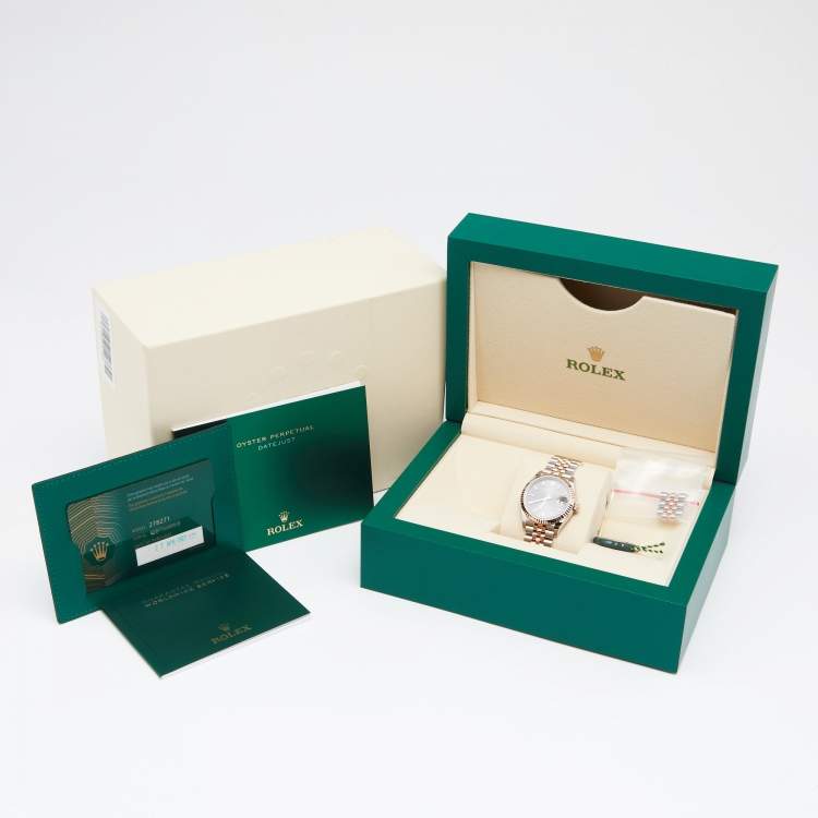 Pre Owned Rolex Slate 18K Everose Gold Stainless Steel Datejust M278271-0018 Women's Wristwatch 31 mm