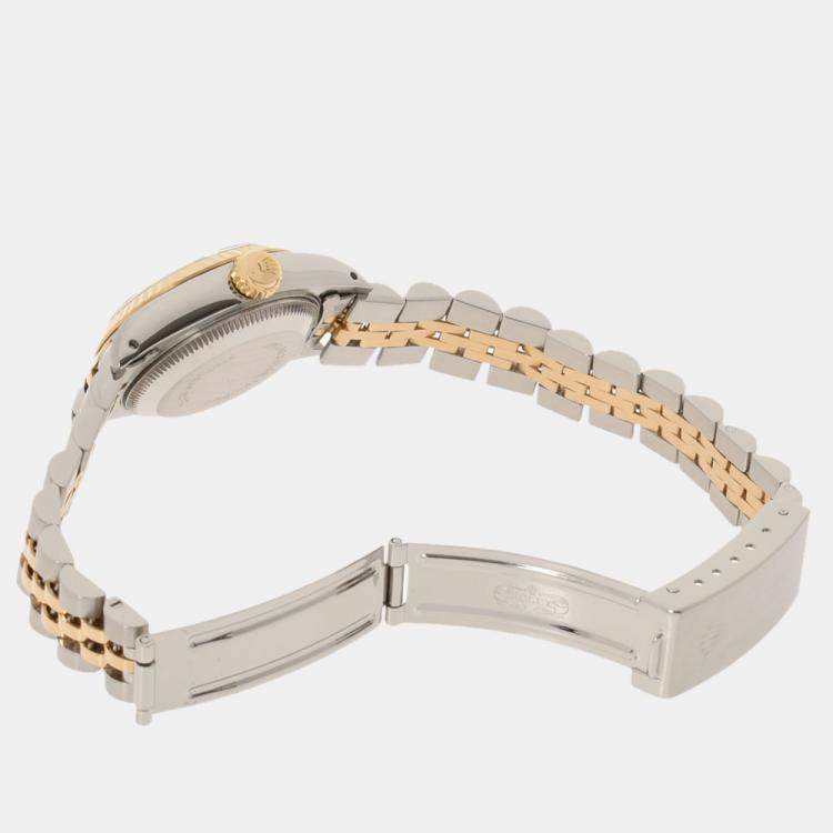Pre Owned Rolex Champagne Diamonds 18K Yellow Gold And Stainless Steel Datejust 69173 Women's Wristwatch 26 MM