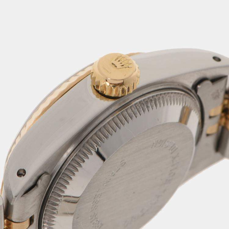 Pre Owned Rolex Champagne Diamonds 18K Yellow Gold And Stainless Steel Datejust 69173 Women's Wristwatch 26 MM