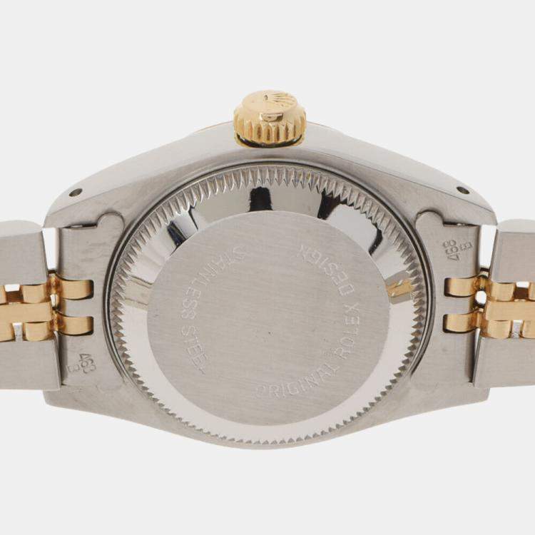 Pre Owned Rolex Champagne Diamonds 18K Yellow Gold And Stainless Steel Datejust 69173 Women's Wristwatch 26 MM