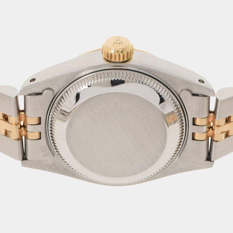 Pre Owned Rolex Champagne Diamonds 18K Yellow Gold And Stainless Steel Datejust 69173 Women's Wristwatch 26 MM