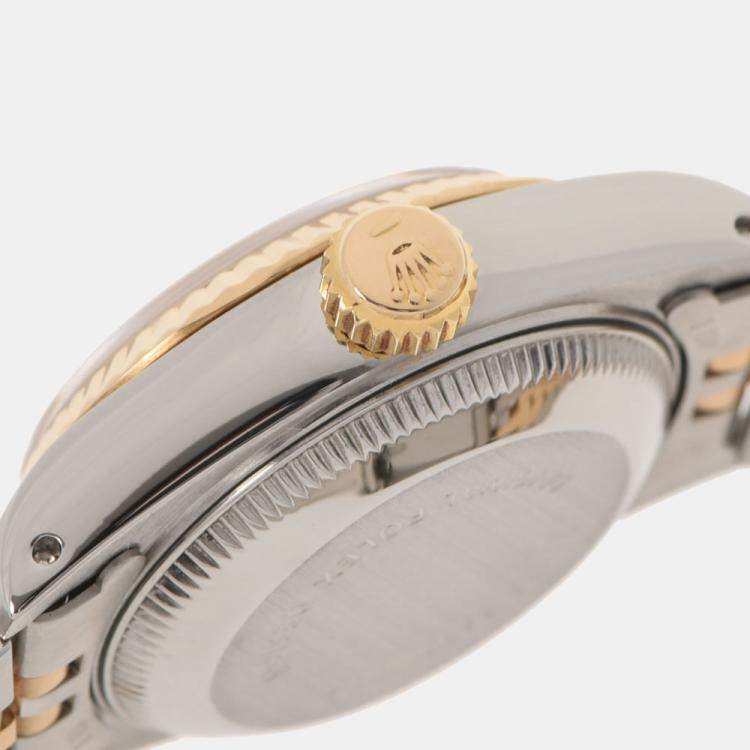 Pre Owned Rolex Champagne Diamonds 18K Yellow Gold And Stainless Steel Datejust 69173 Women's Wristwatch 26 MM
