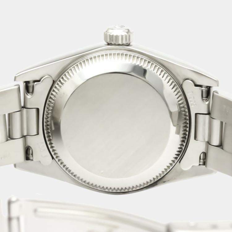 Pre Owned Rolex White Stainless Steel Oyster Perpetual 76080 Automatic Women's Wristwatch 24 MM
